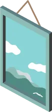 雲の絵が描かれた絵画のイラスト